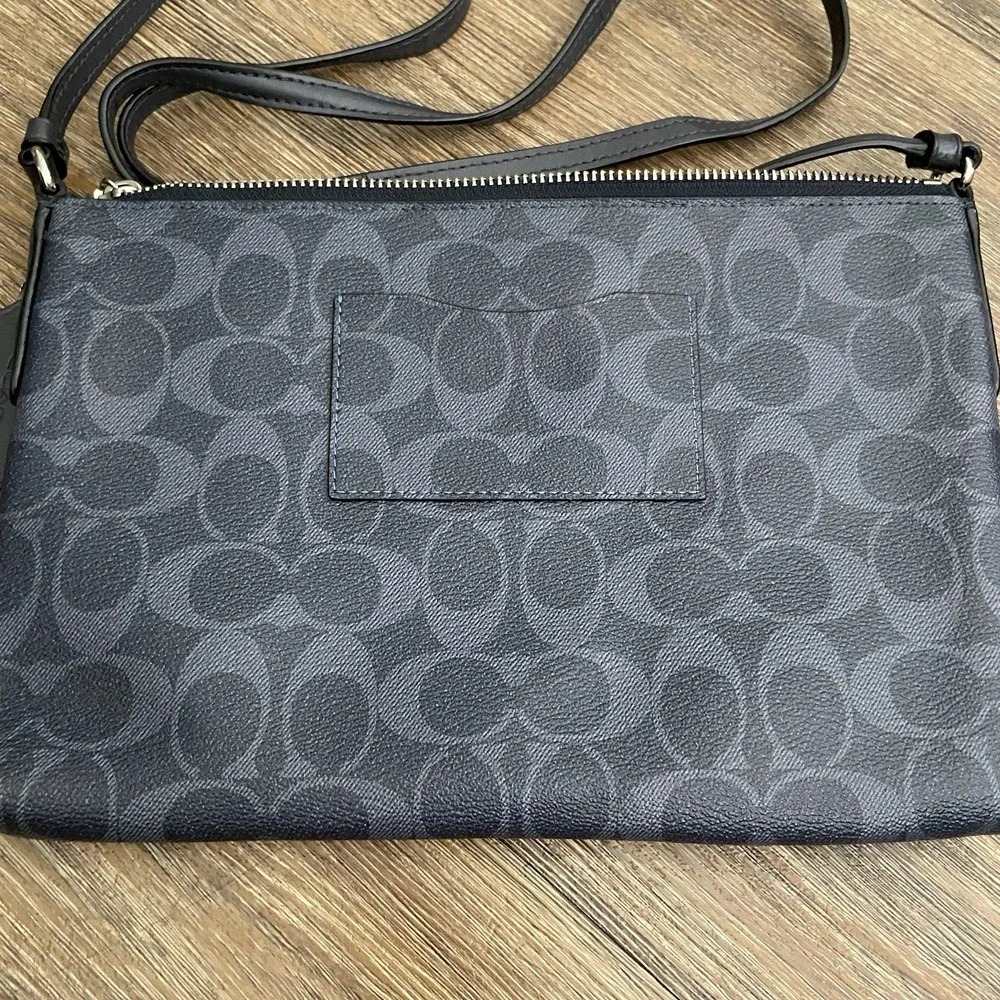 Coach Signature East West Pop Up Crossbody Bag Black Gray f29725 EUC - Picture 8 of 9